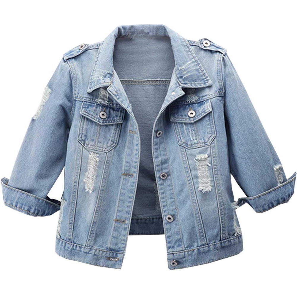 3/4 Sleeve Retro Short Denim Jackets